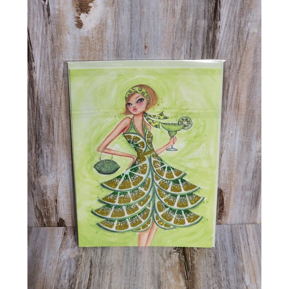 Papyrus Bella Pilar Glitter Lime Margarita Girls Night Greeting Card with Recipe
